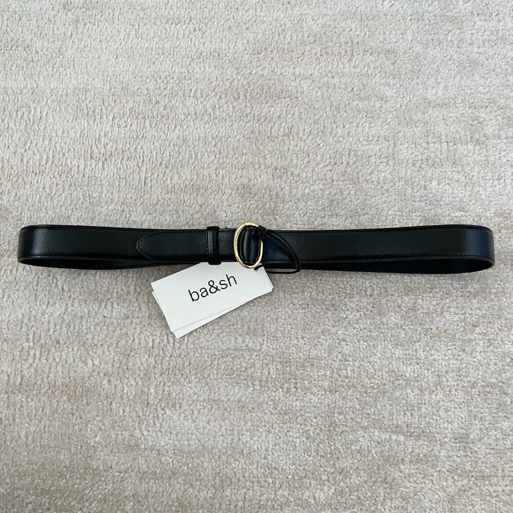 NWT ba&sh Beline Black Genuine Leather Belt L